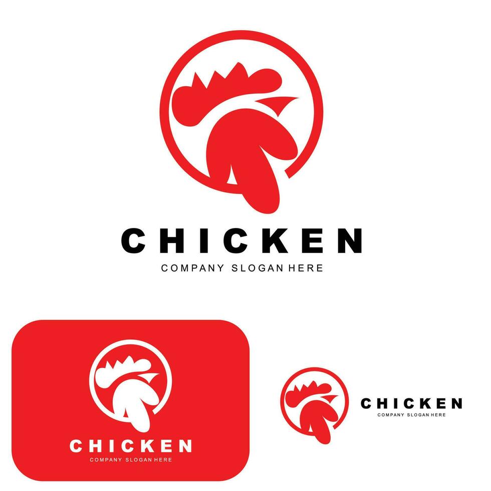 logotipo de pollo, vector de animales de granja, diseño para granja de pollos, restaurante de pollo frito, cafetería