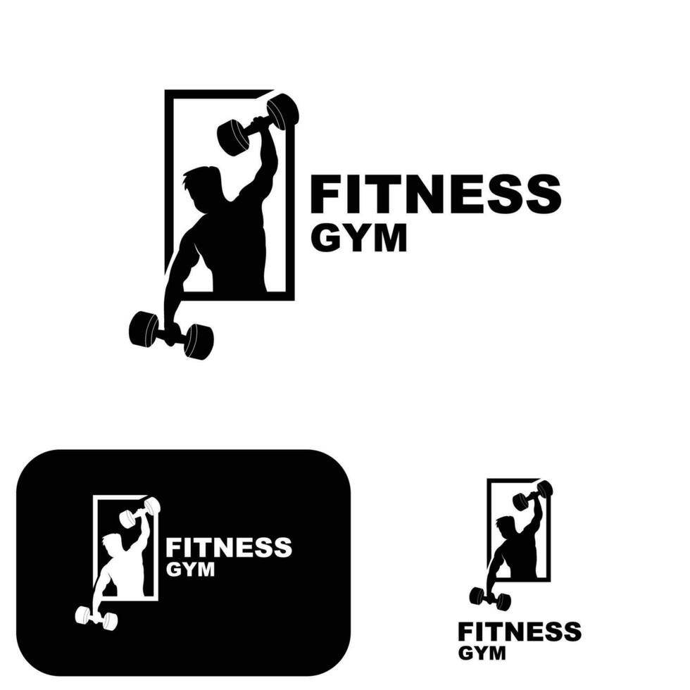 Gym Logo, Fitness Logo Vector, Design Suitable For Fitness, Sports Equipment, Body Health, Body Supplement Product Brands vector