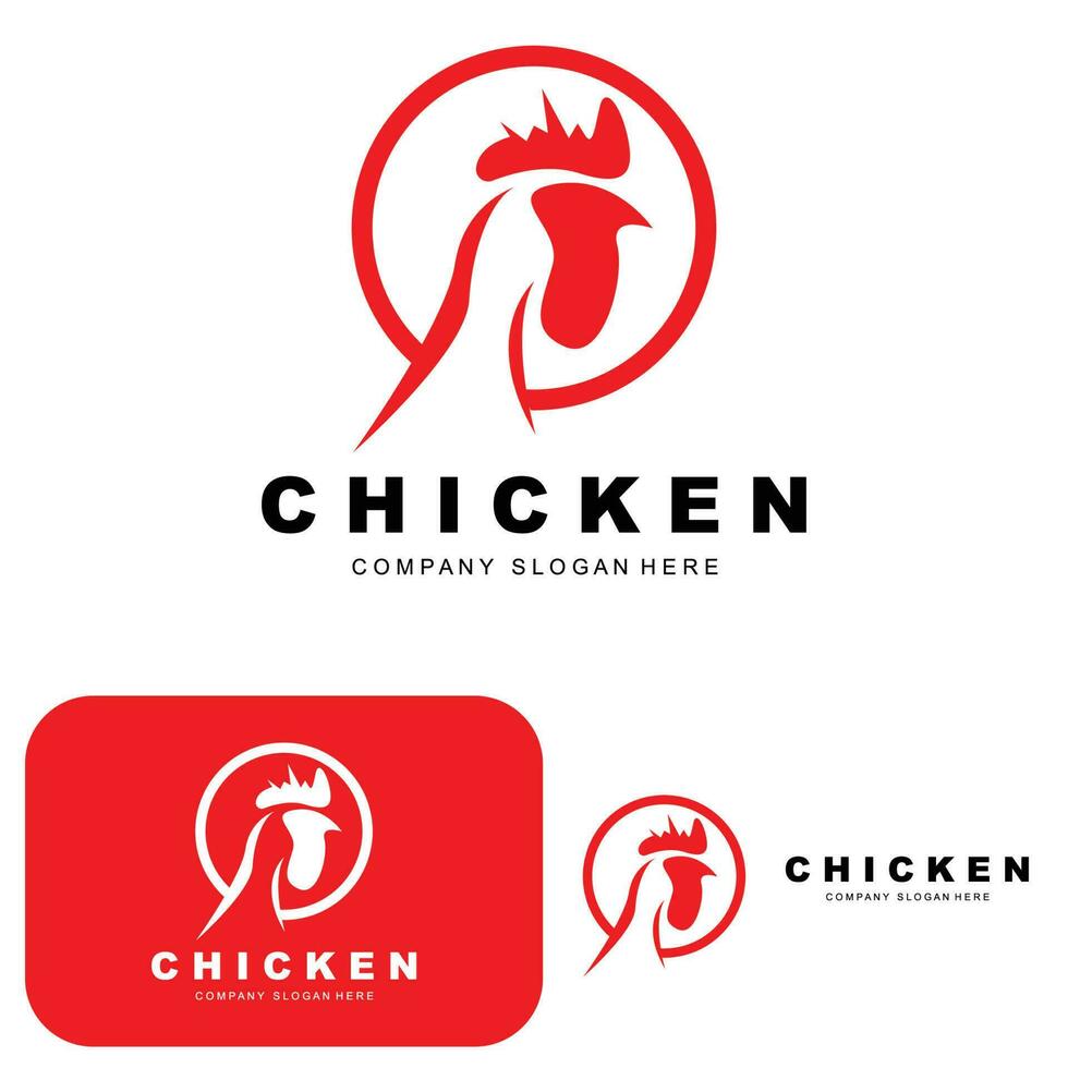 logotipo de pollo, vector de animales de granja, diseño para granja de pollos, restaurante de pollo frito, cafetería