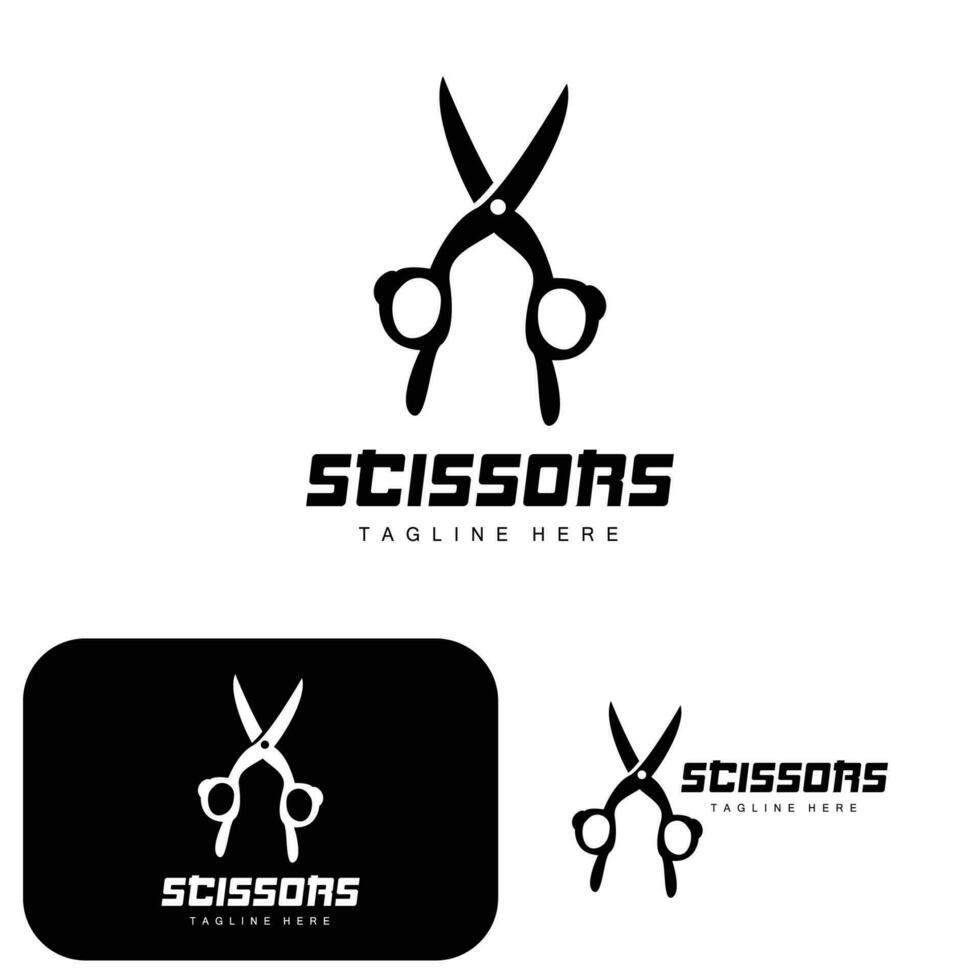 Scissors Logo, Cutting Tools Vector, Barbershop Razor Scissors Simple Design, Illustration Template Icon vector