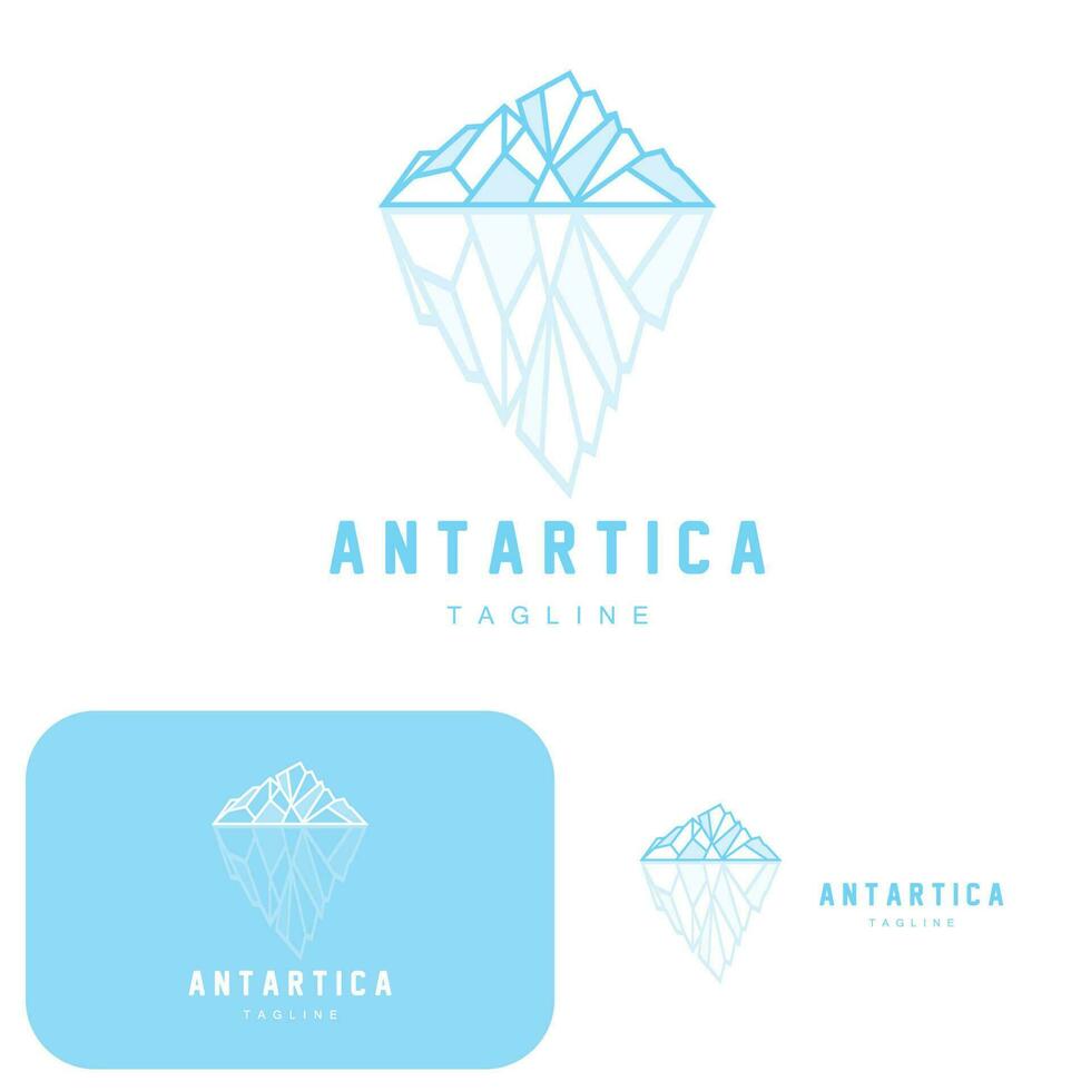 montaña logo, antártico iceberg logo diseño, naturaleza paisaje vector, producto marca ilustración icono vector