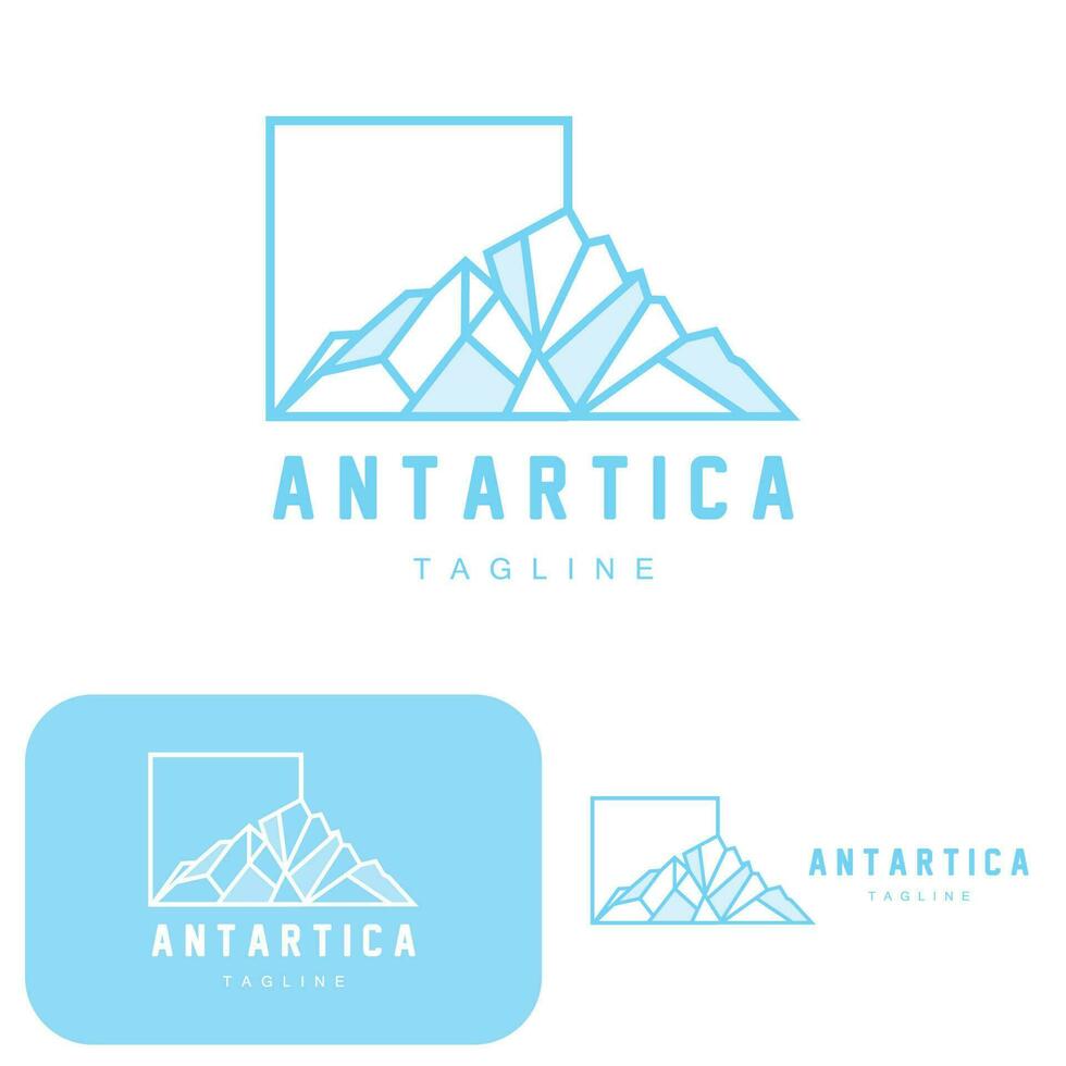 montaña logo, antártico iceberg logo diseño, naturaleza paisaje vector, producto marca ilustración icono vector