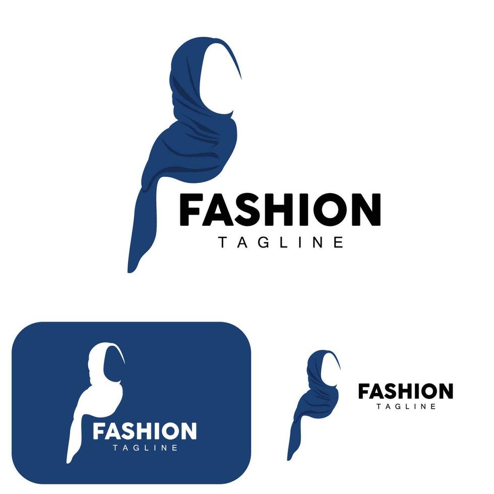Hijab Logo, Islamic Women Fashion Simple Design, Muslim Clothing Vector, Icon, Symbol, Illustration vector