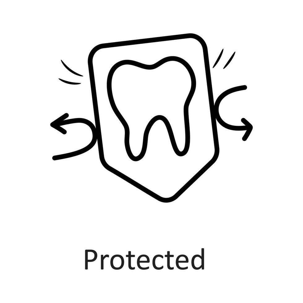 protegido vector contorno icono diseño ilustración. dentista símbolo en blanco antecedentes eps 10 archivo