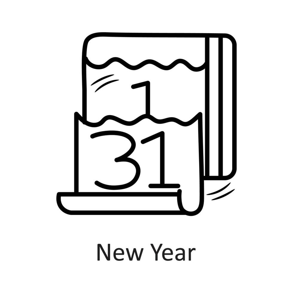 nuevo año vector contorno icono diseño ilustración. nuevo año símbolo en blanco antecedentes eps 10 archivo