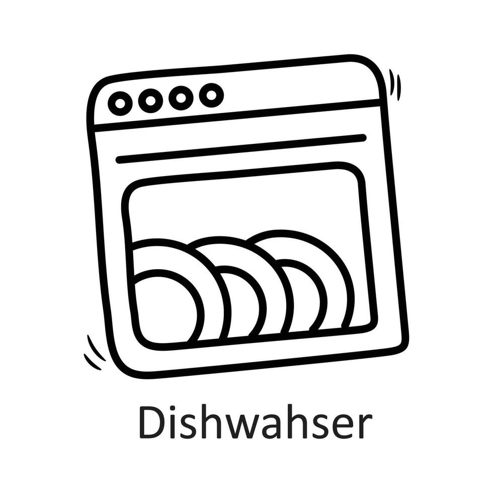 Dish washer vector outline Icon Design illustration. Household Symbol on White background EPS 10 File