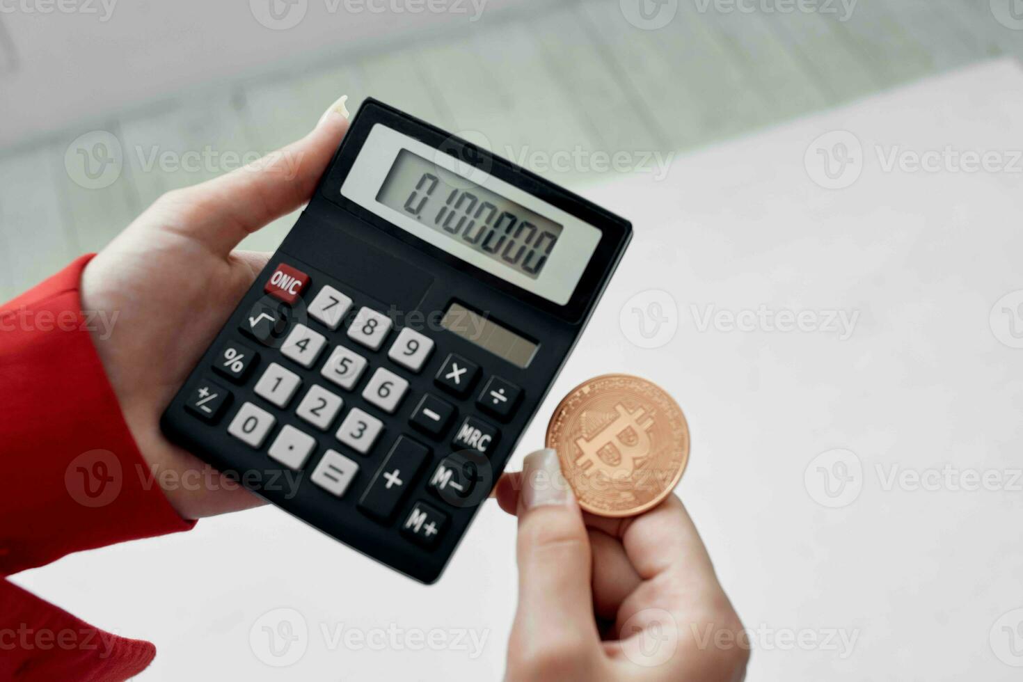 calculator cryptocurrency bitcoin electronic money financial technology photo