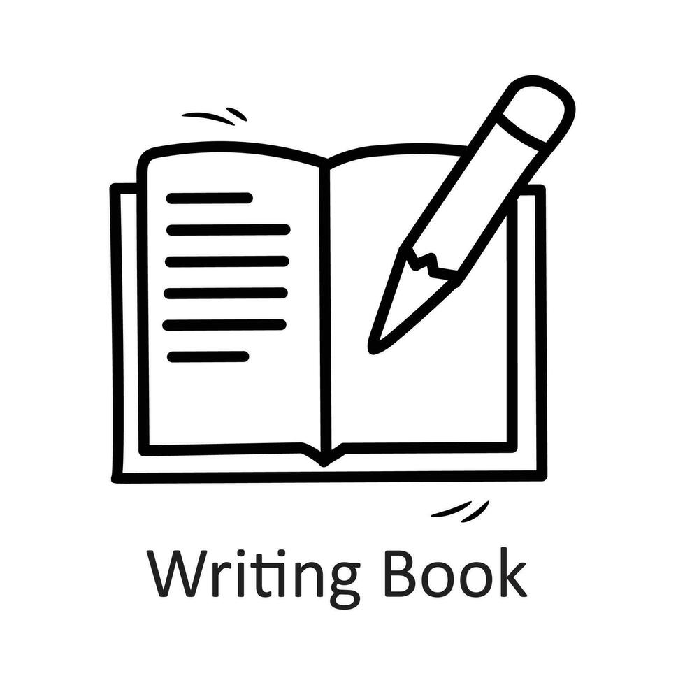 Writing Book vector outline Icon Design illustration. Stationery Symbol on White background EPS 10 File