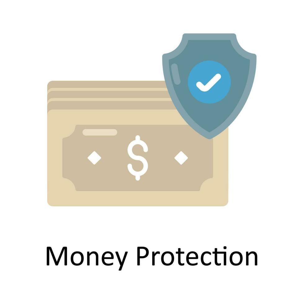 dinero proteccion vector plano icono diseño ilustración. Finanzas símbolo en blanco antecedentes eps 10 archivo