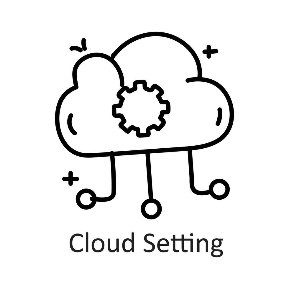 Cloud Setting vector outline Icon Design illustration. Communication Symbol on White background EPS 10 File