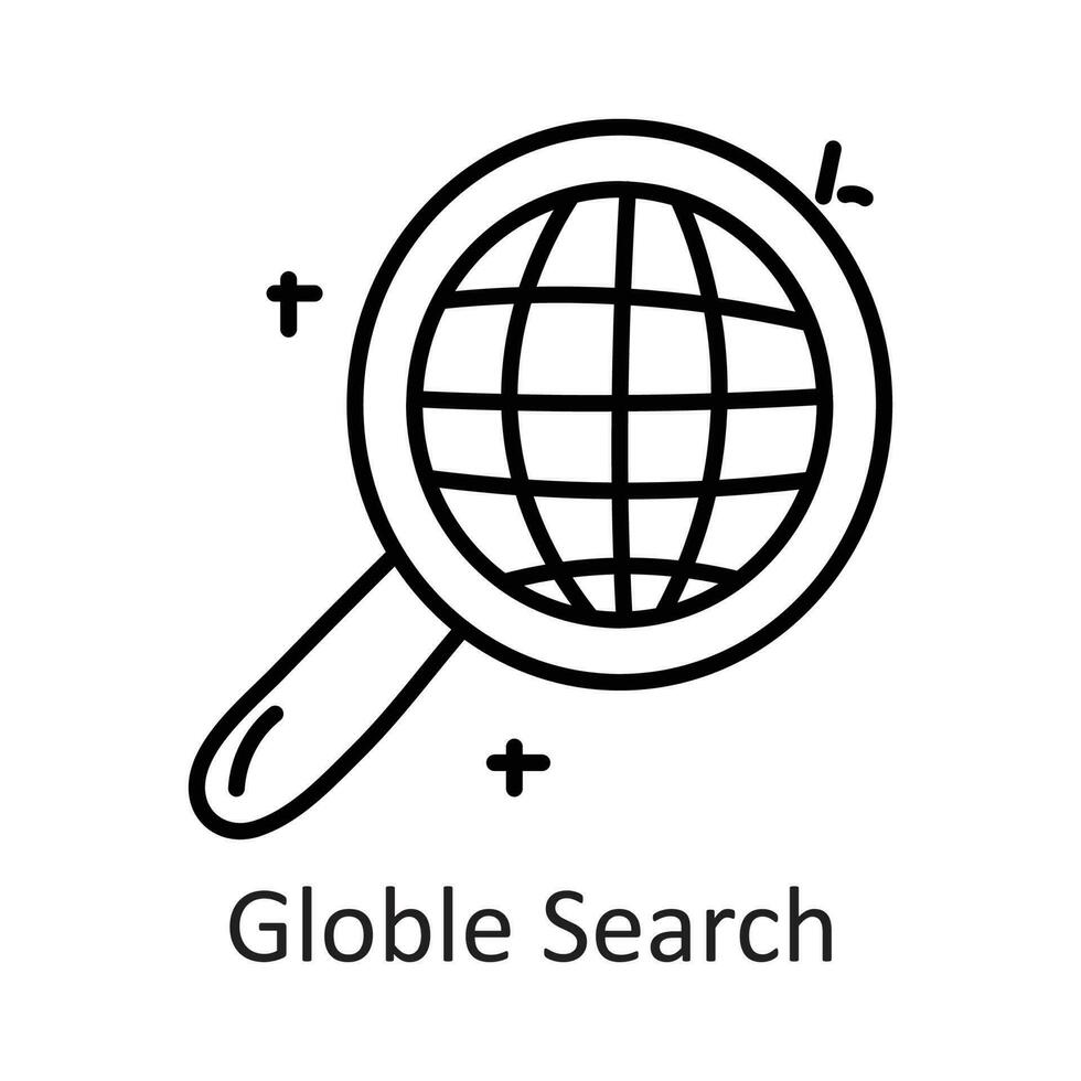 Globe Search vector outline Icon Design illustration. Communication Symbol on White background EPS 10 File