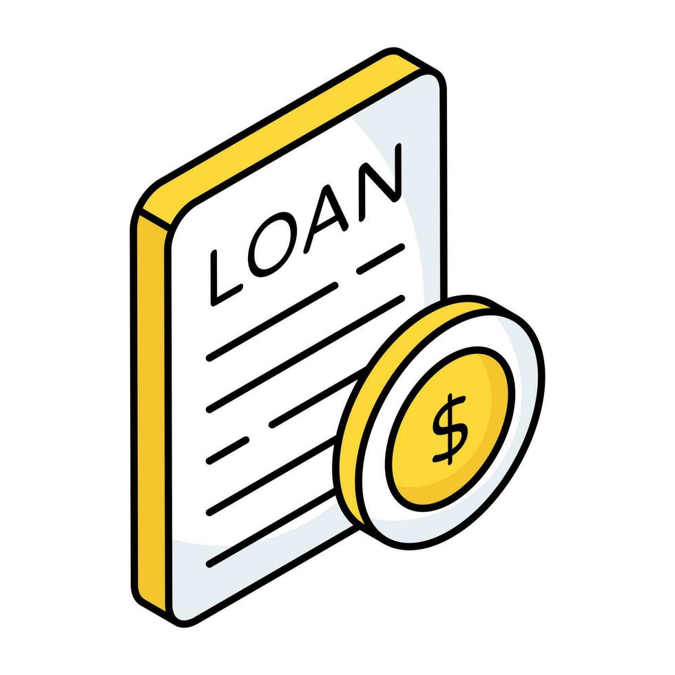 An icon design of loan paper vector