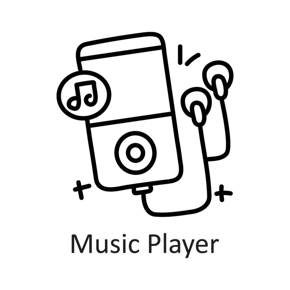 Music Player vector outline Icon Design illustration. Communication Symbol on White background EPS 10 File