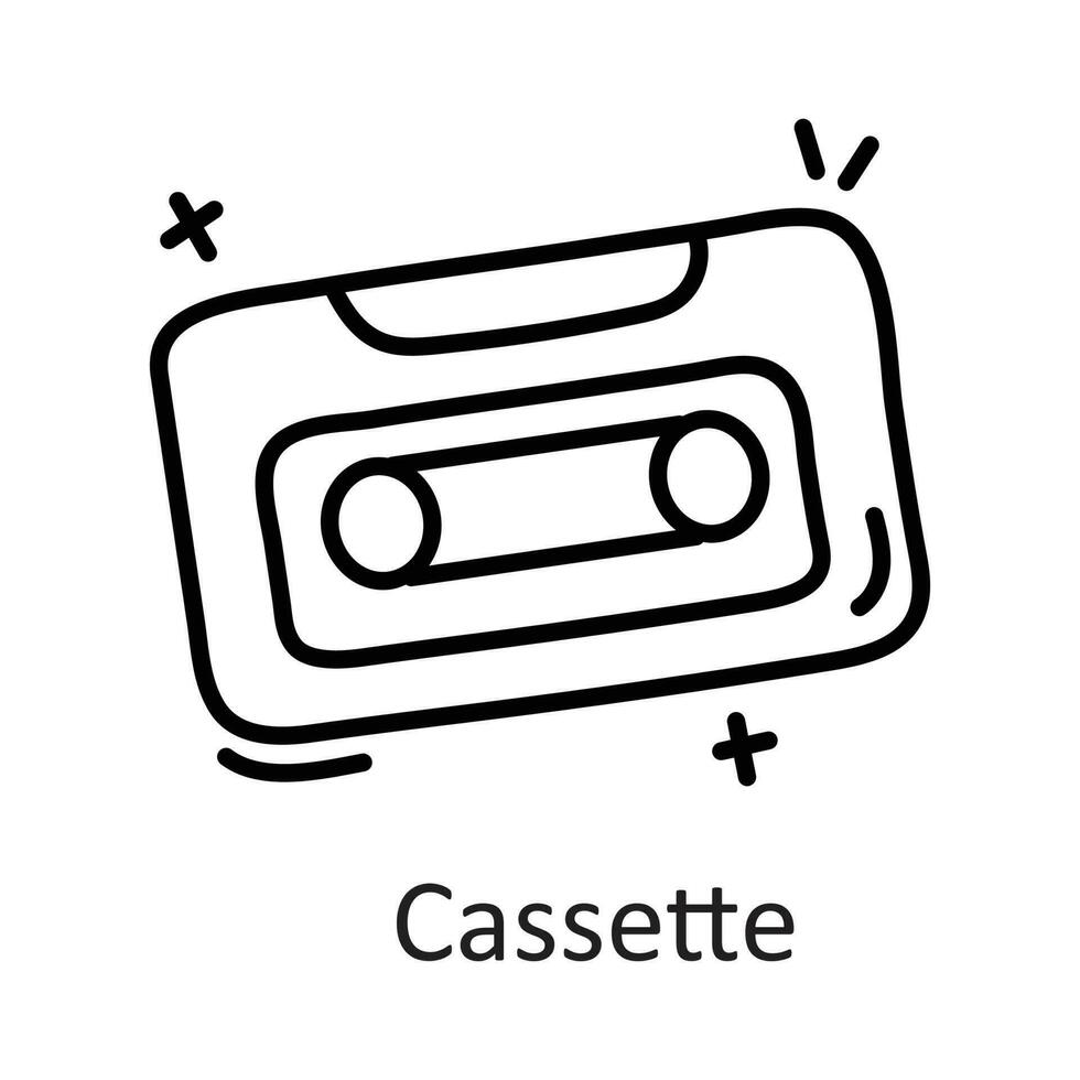 Cassette vector outline Icon Design illustration. Communication Symbol on White background EPS 10 File