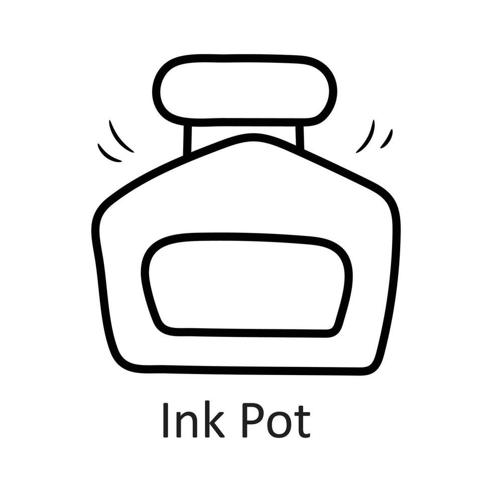 Ink Pot vector outline Icon Design illustration. Stationery Symbol on White background EPS 10 File
