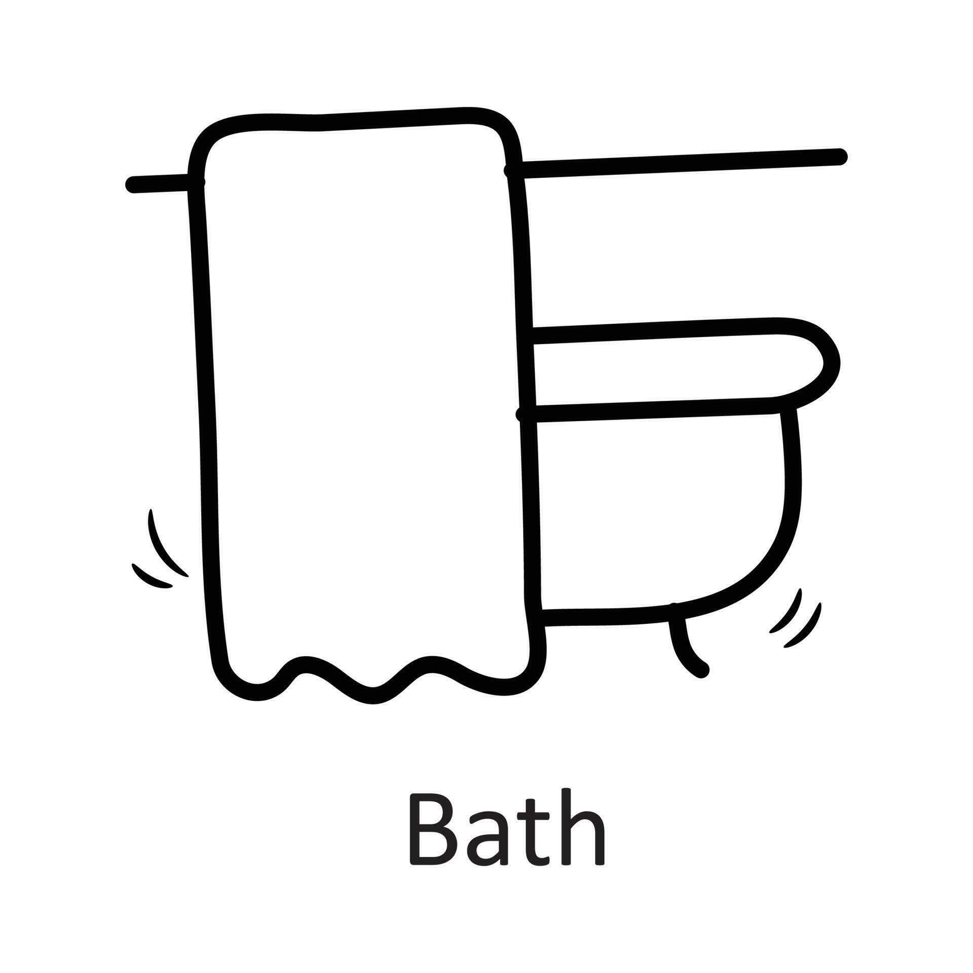 Bath vector outline Icon Design illustration. Household Symbol on White ...