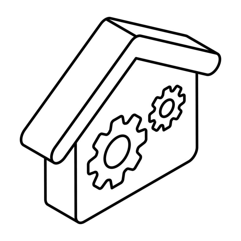 Gears on house building, icon of, home maintenance vector