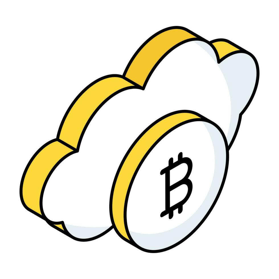 icono de diseño moderno de bitcoin en la nube vector