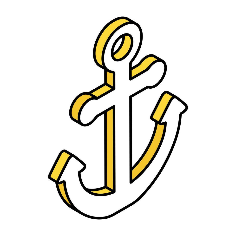 A flat design icon of ship anchor vector