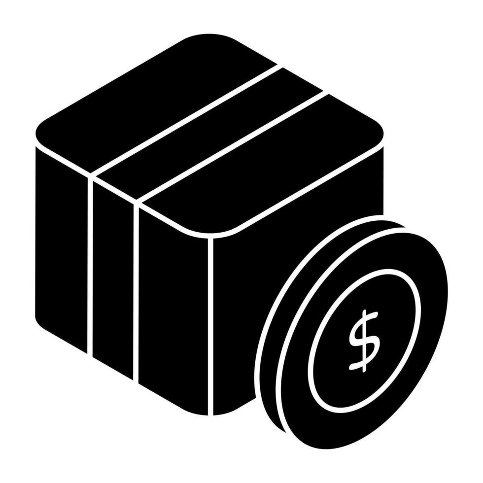 Conceptual solid design icon of cash on delivery vector