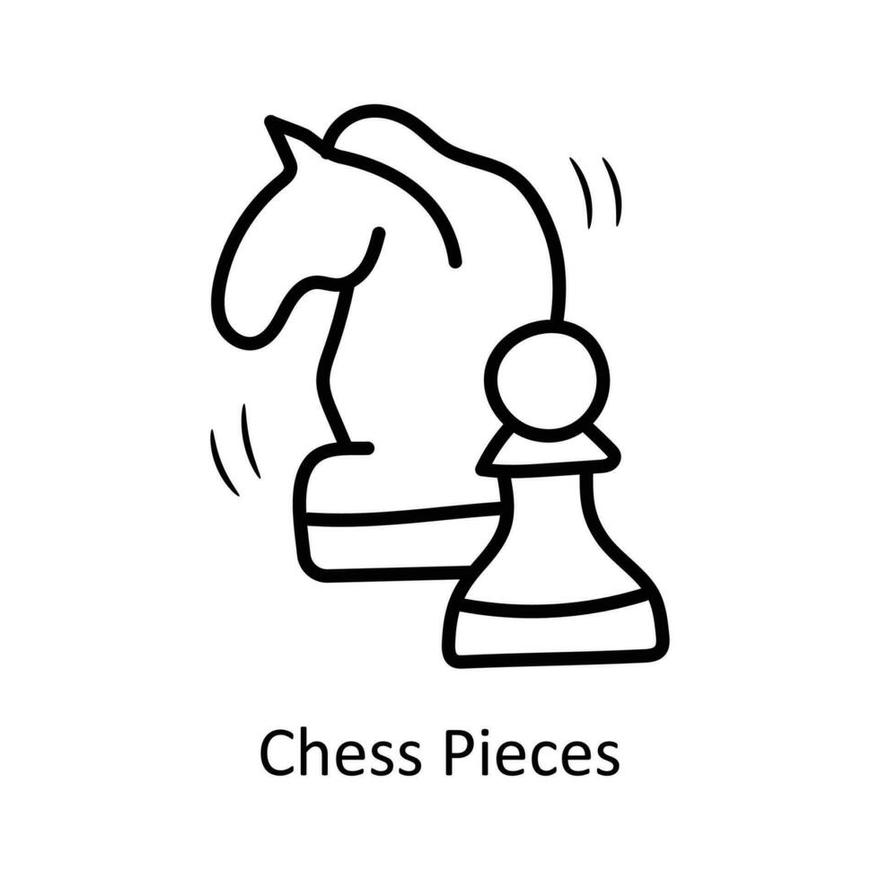 Illustration of horse chess pieces, black and white