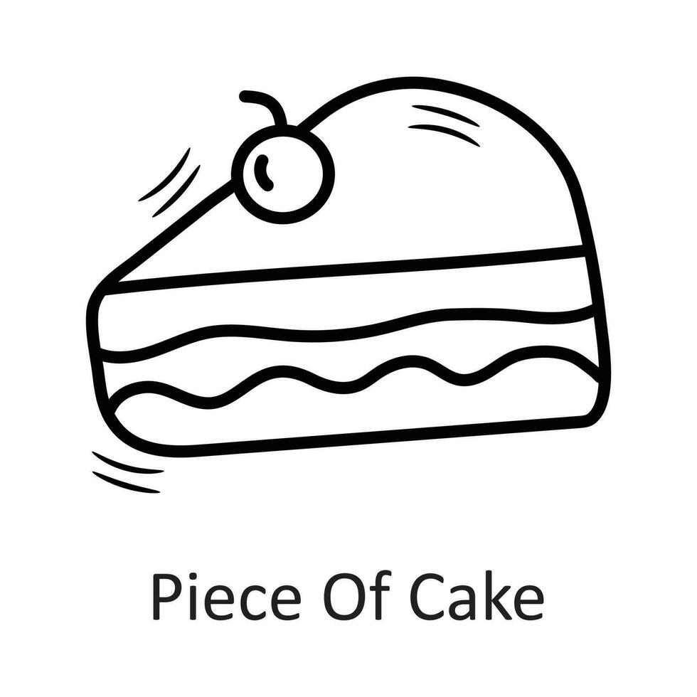 Piece of Cake vector outline Icon Design illustration. New Year Symbol on White background EPS 10 File