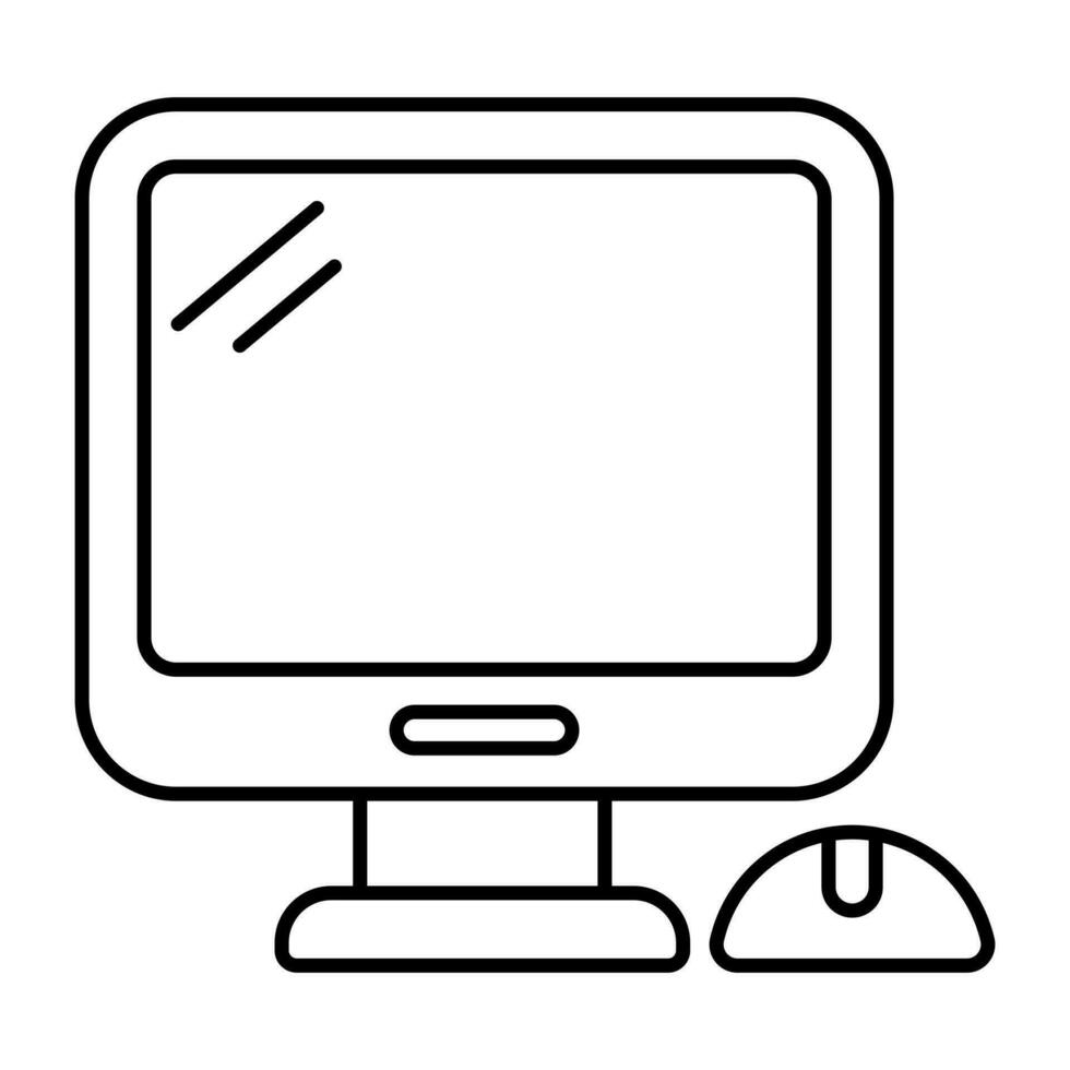 A linear design icon of computer vector