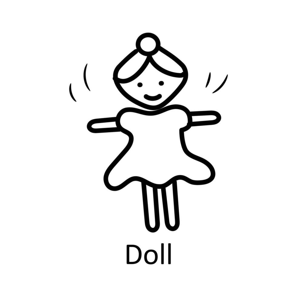 muñeca vector contorno icono diseño ilustración. juguetes símbolo en blanco antecedentes eps 10 archivo