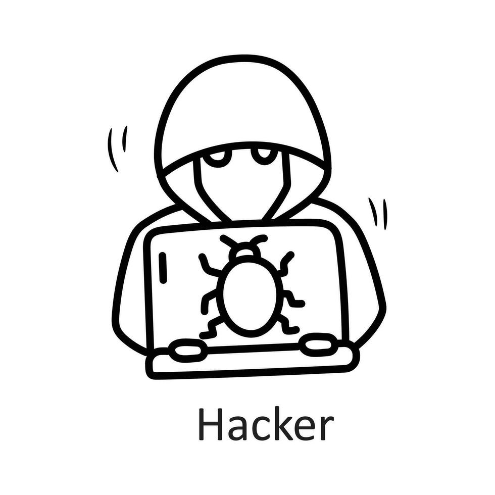 hacker vector contorno icono diseño ilustración. seguridad símbolo en blanco antecedentes eps 10 archivo