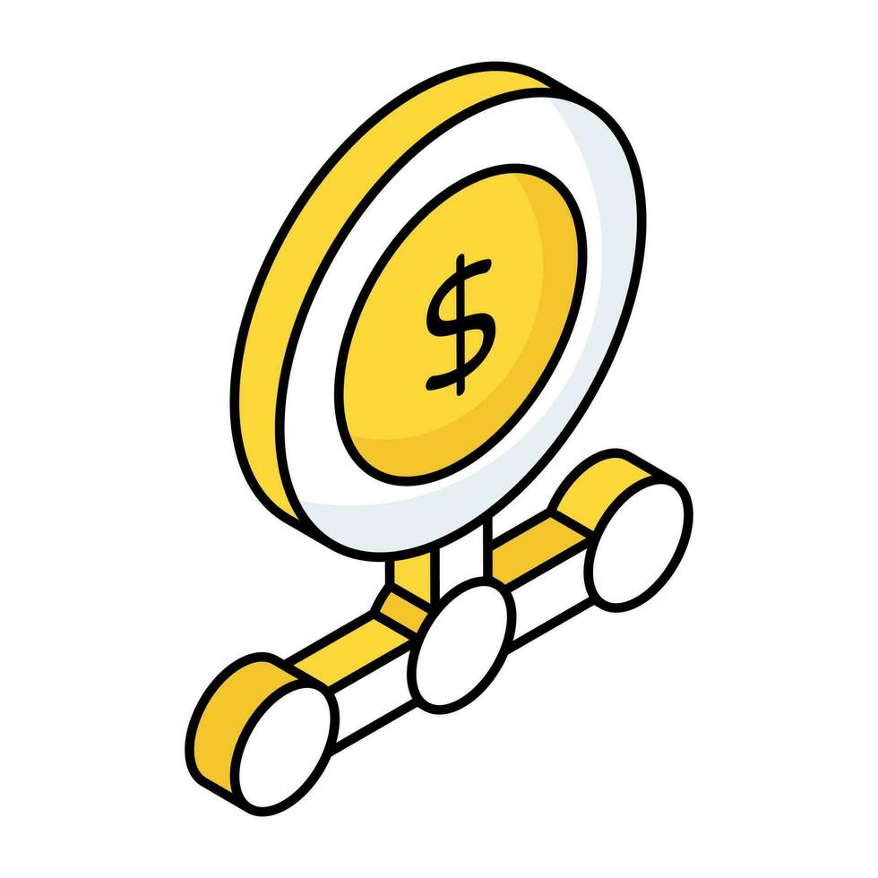 An editable design icon of dollar network vector