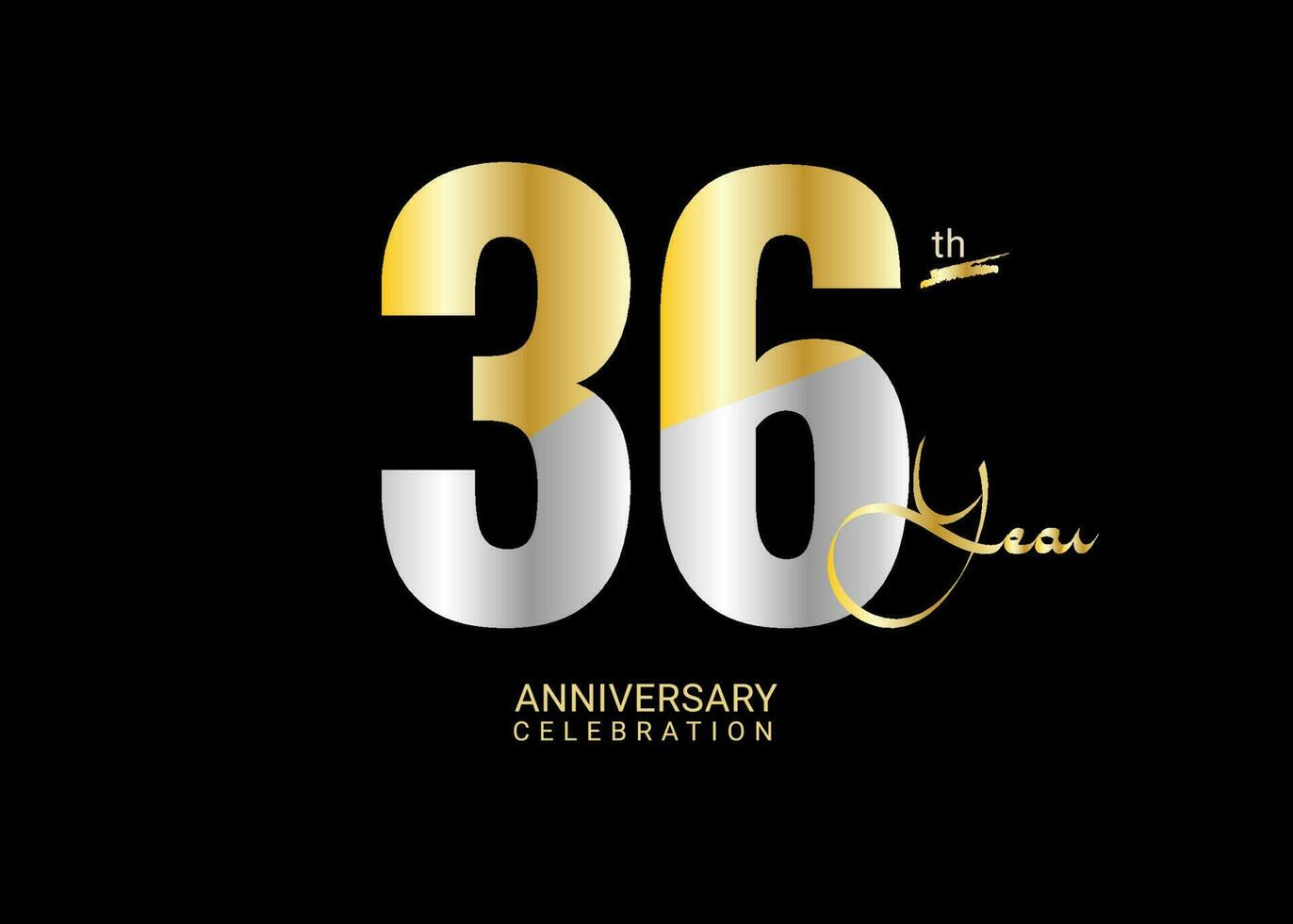 36 años aniversario celebracion oro y plata vector plantilla, 36 número logo diseño, 36º cumpleaños logo, logotipo aniversario, vector aniversario para celebracion, póster, invitación tarjeta