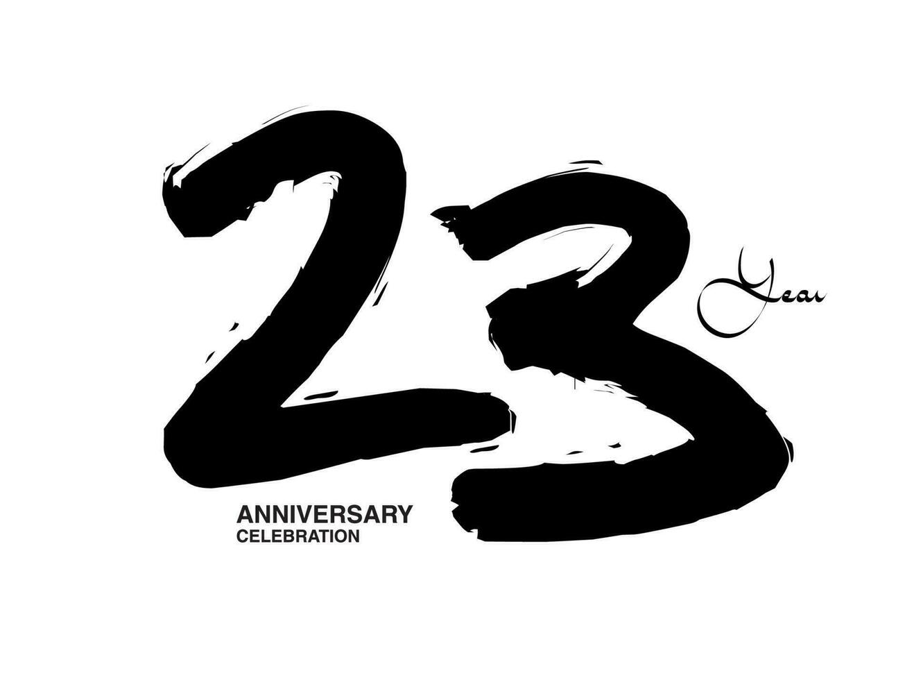 23 años aniversario celebracion vector plantilla, 23 número logo diseño, 23 cumpleaños, negro letras números cepillo dibujo mano dibujado bosquejo, negro número, aniversario vector ilustración