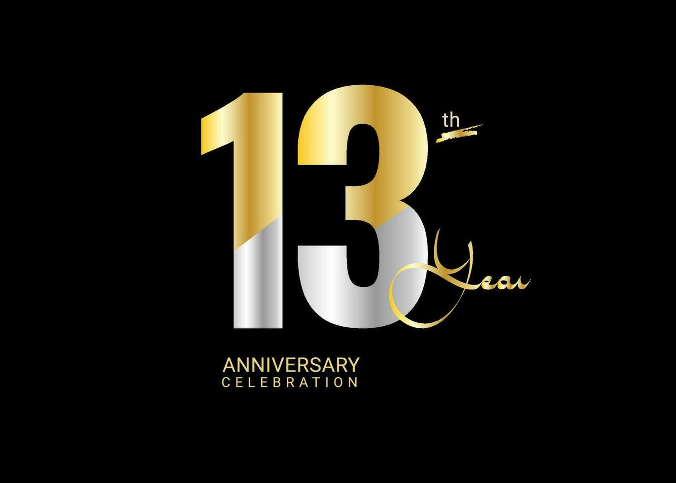 13 años aniversario celebracion oro y plata vector plantilla, 13 número logo diseño, 13 cumpleaños logo, logotipo aniversario, vector aniversario para celebracion, póster, invitación tarjeta