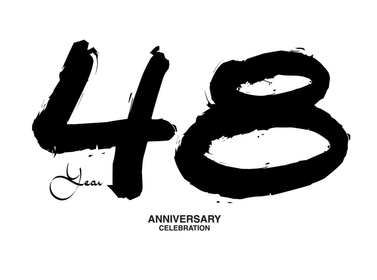 48 Years Anniversary Celebration Vector Template, 48 number logo design, 48th birthday, Black Lettering Numbers brush drawing hand drawn sketch, black number, Anniversary vector illustration