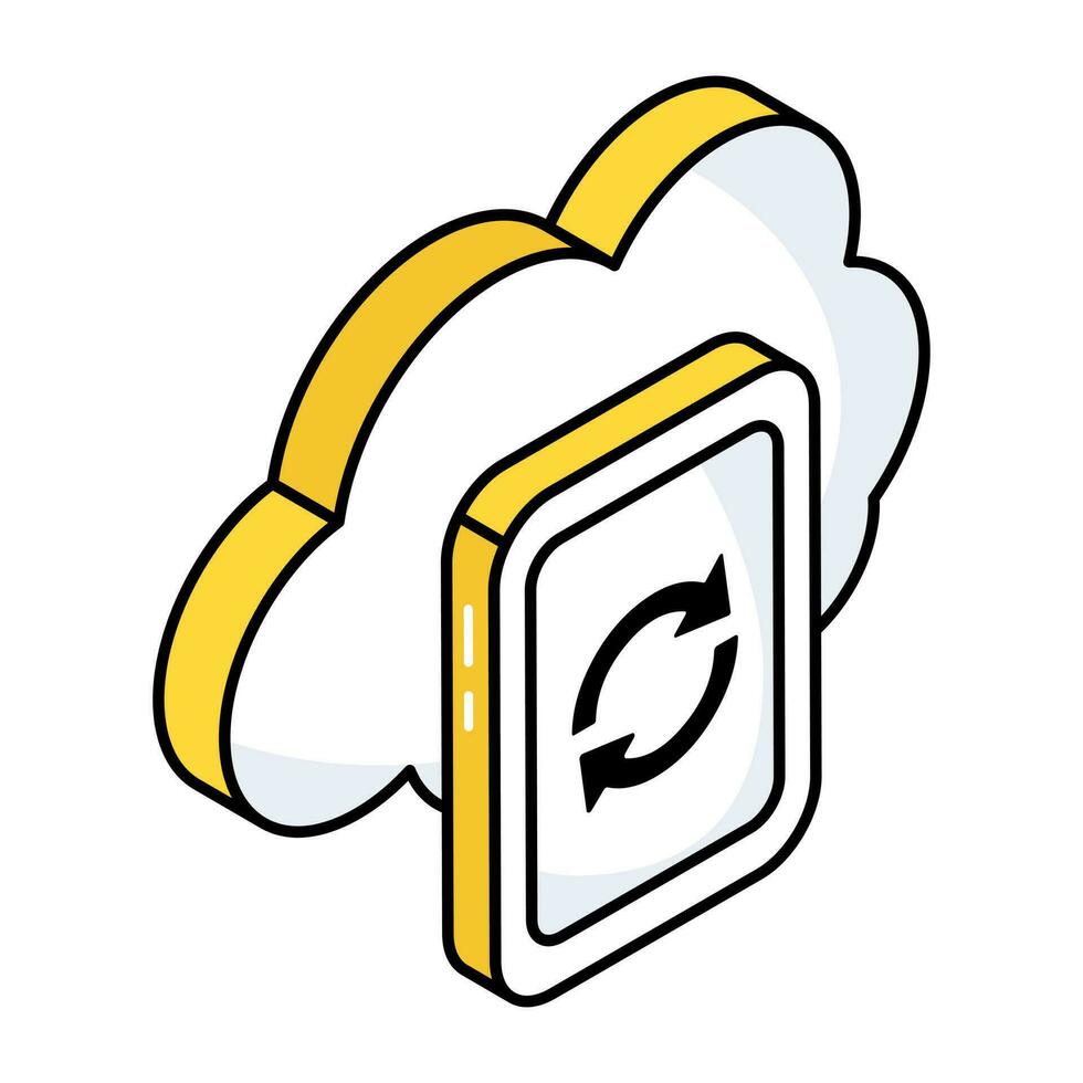 Arrows inside smartphone with cloud, icon of cloud mobile sync vector