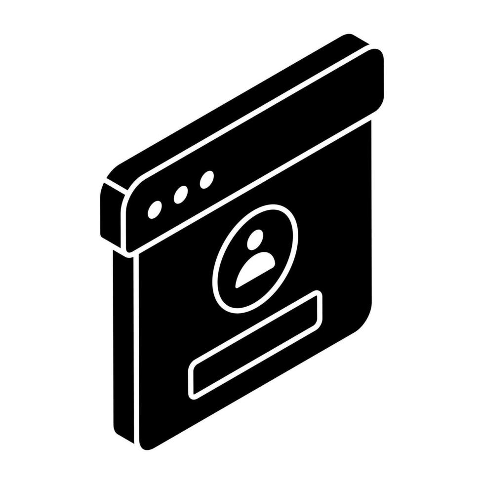 User on web page, icon of web account vector