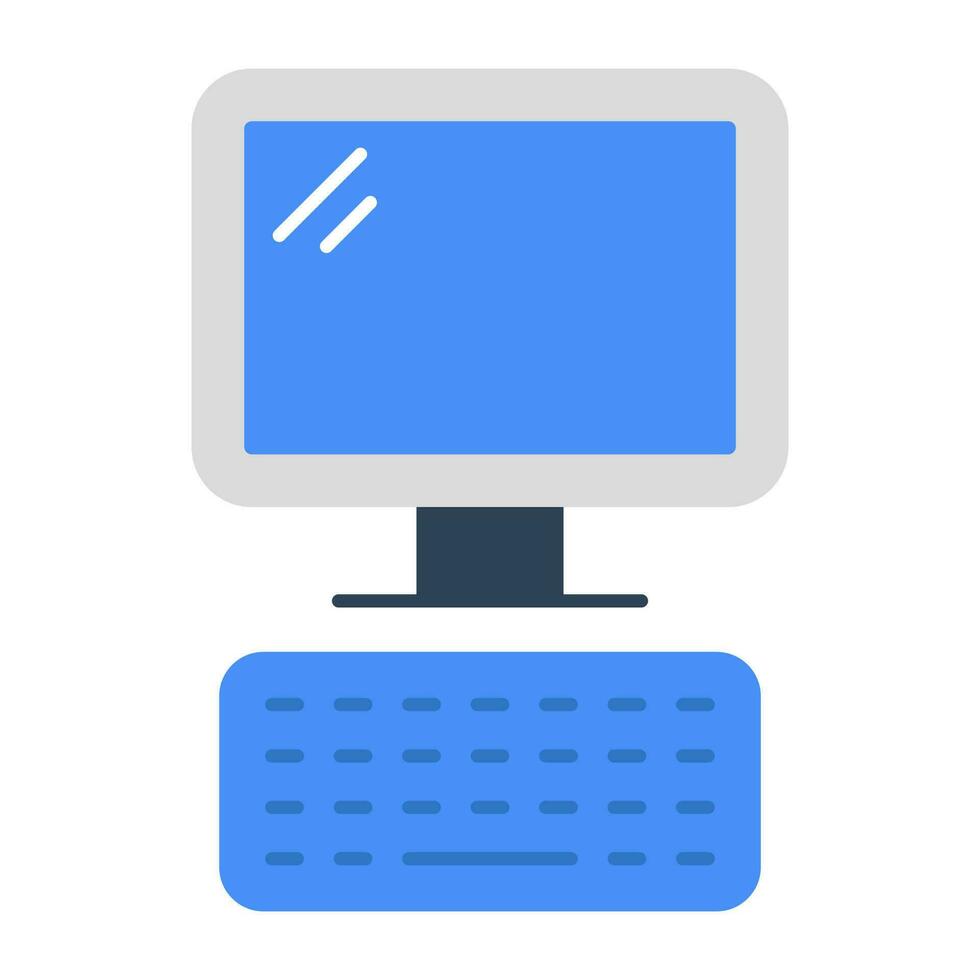 A flat design icon of computer vector