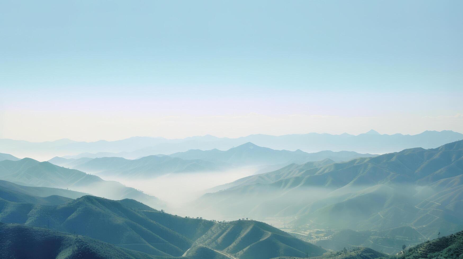 colinas y montañas azul antecedentes. ilustración ai generativo foto