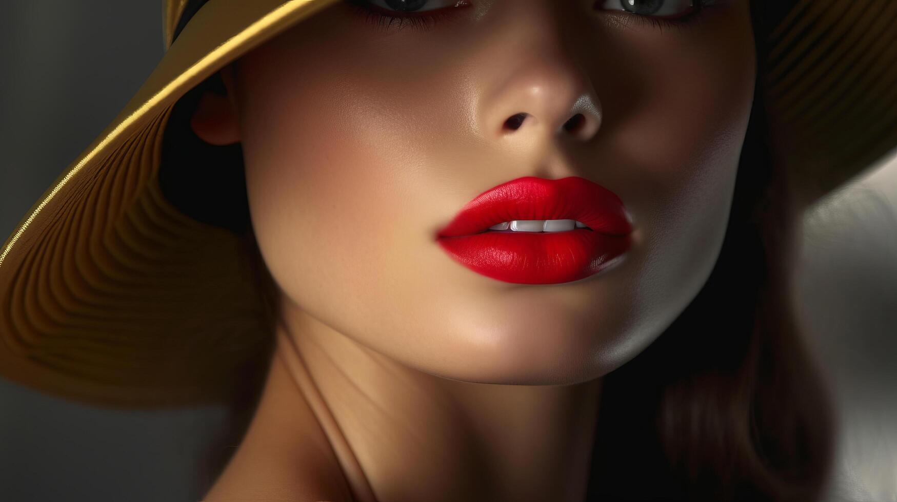 Fashion woman with red lips. Illustration photo