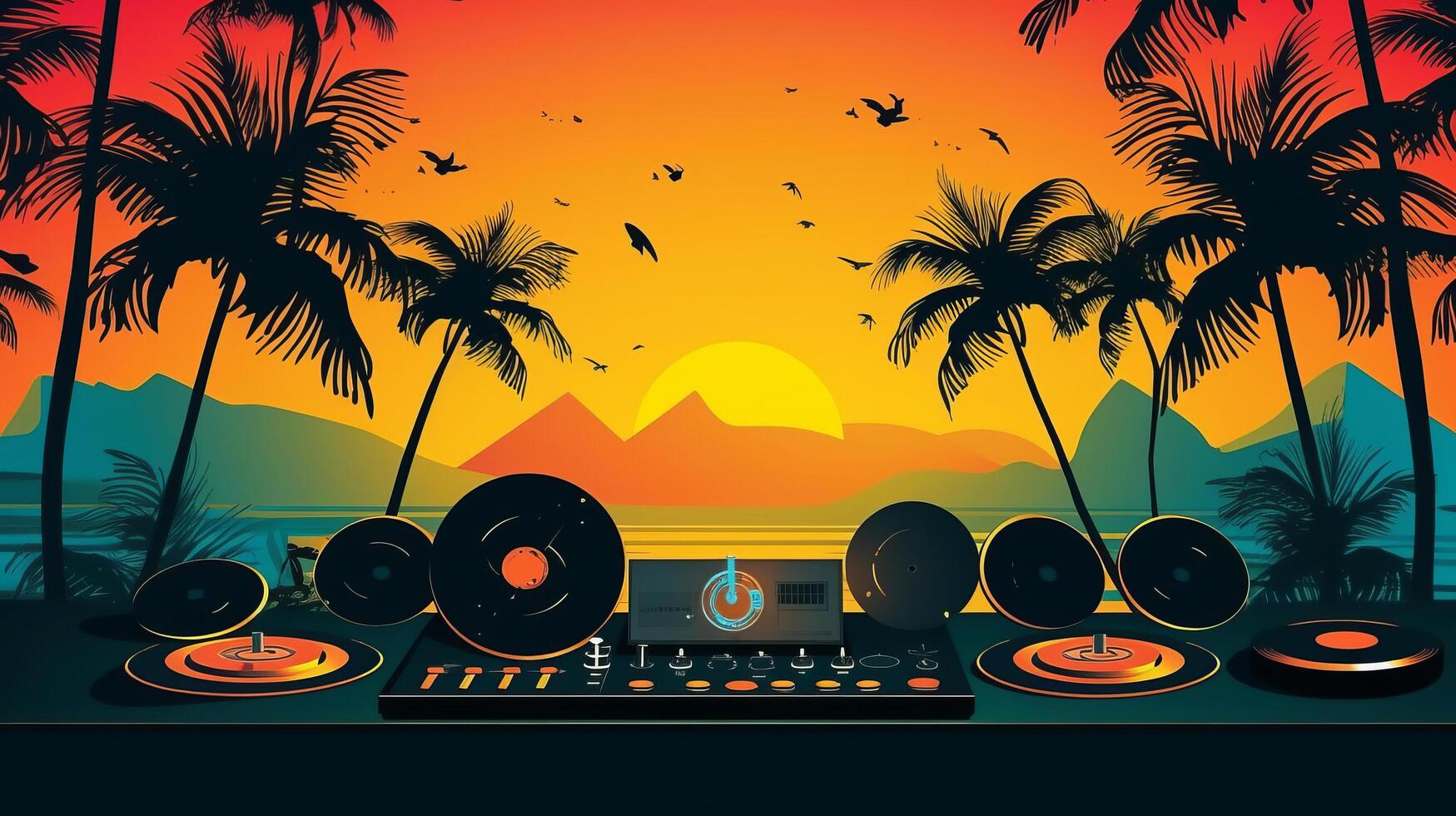 Summer disco party background. Illustration photo