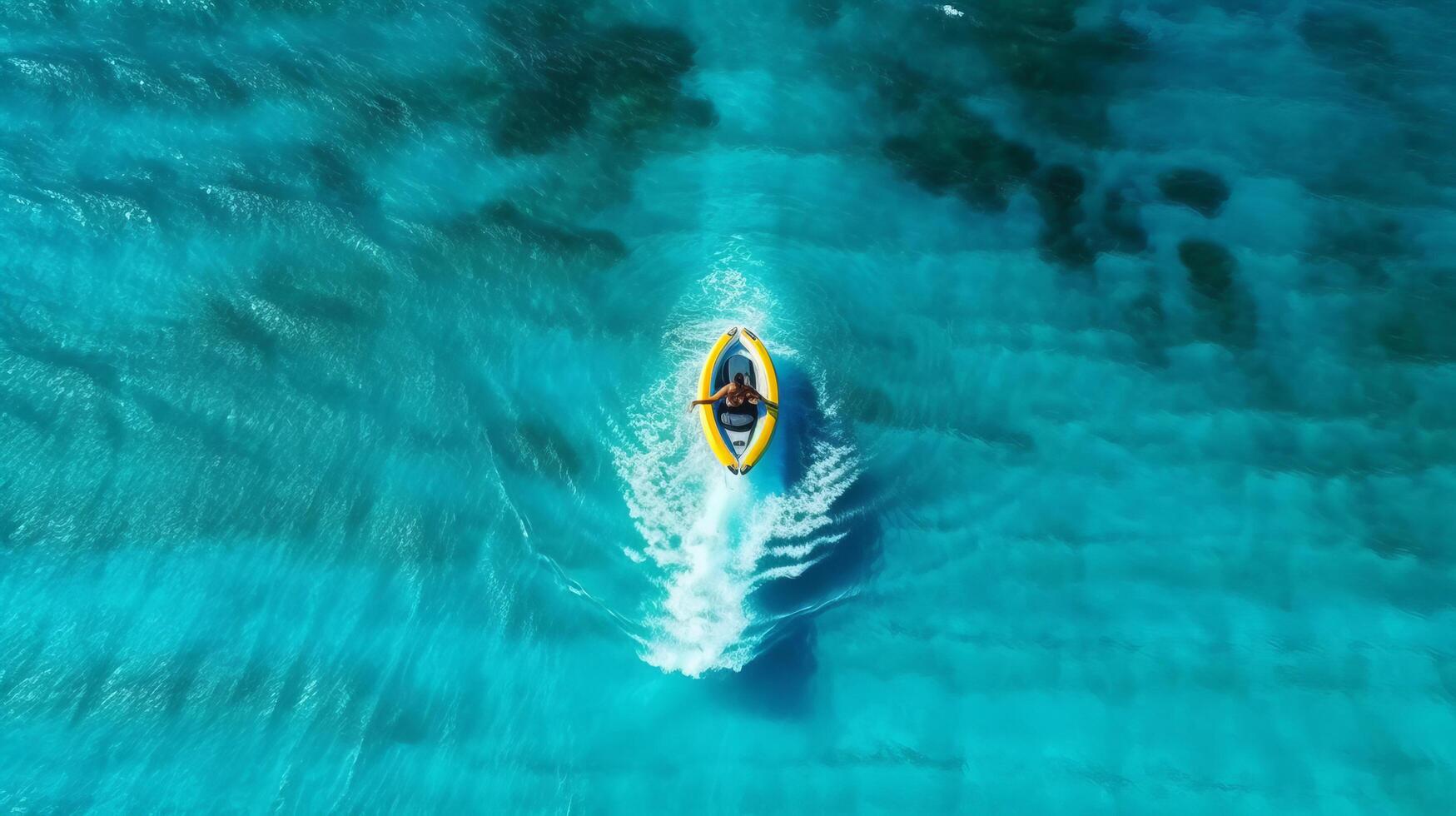 Little boat in ocean. Illustration photo