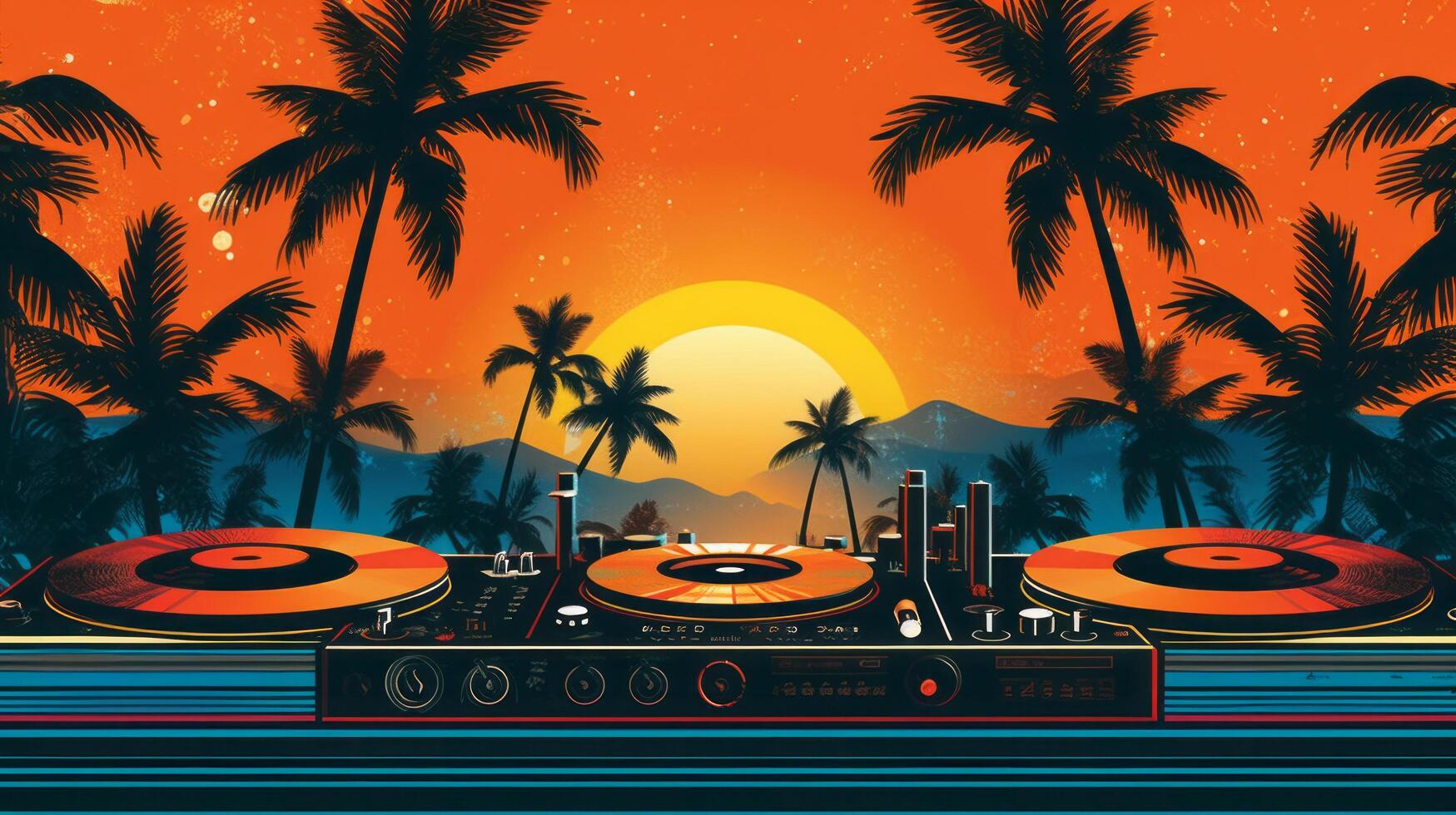 Summer disco party background. Illustration photo