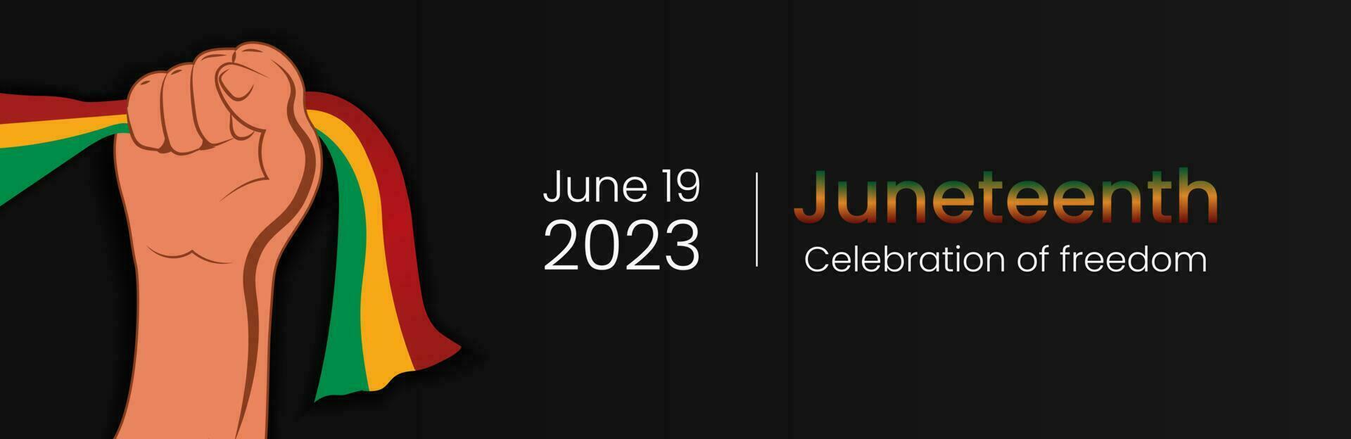 Juneteenth Freedom Day on June 19 2023. African American Liberation Day. Black, red and green. Vector