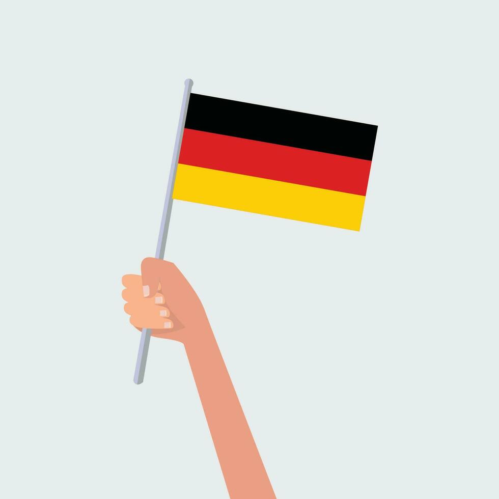 Vector illustration hands holding Germany flags on white background