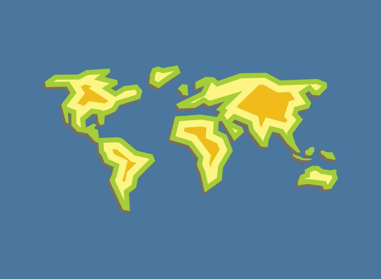 World map with simple modern cartoon line art design . vector