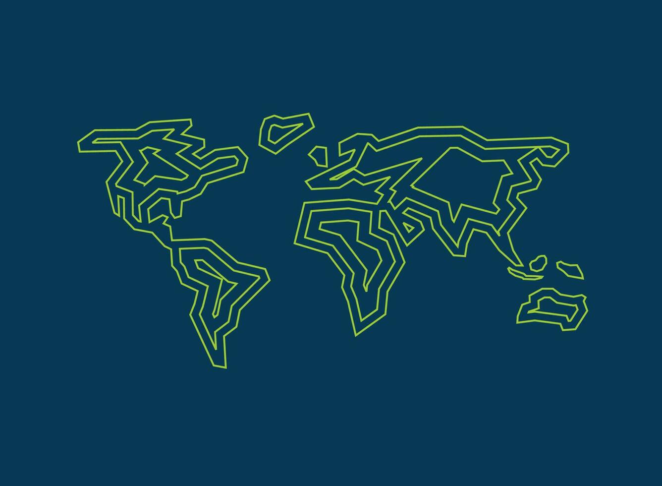 World map with simple modern cartoon line art design . vector