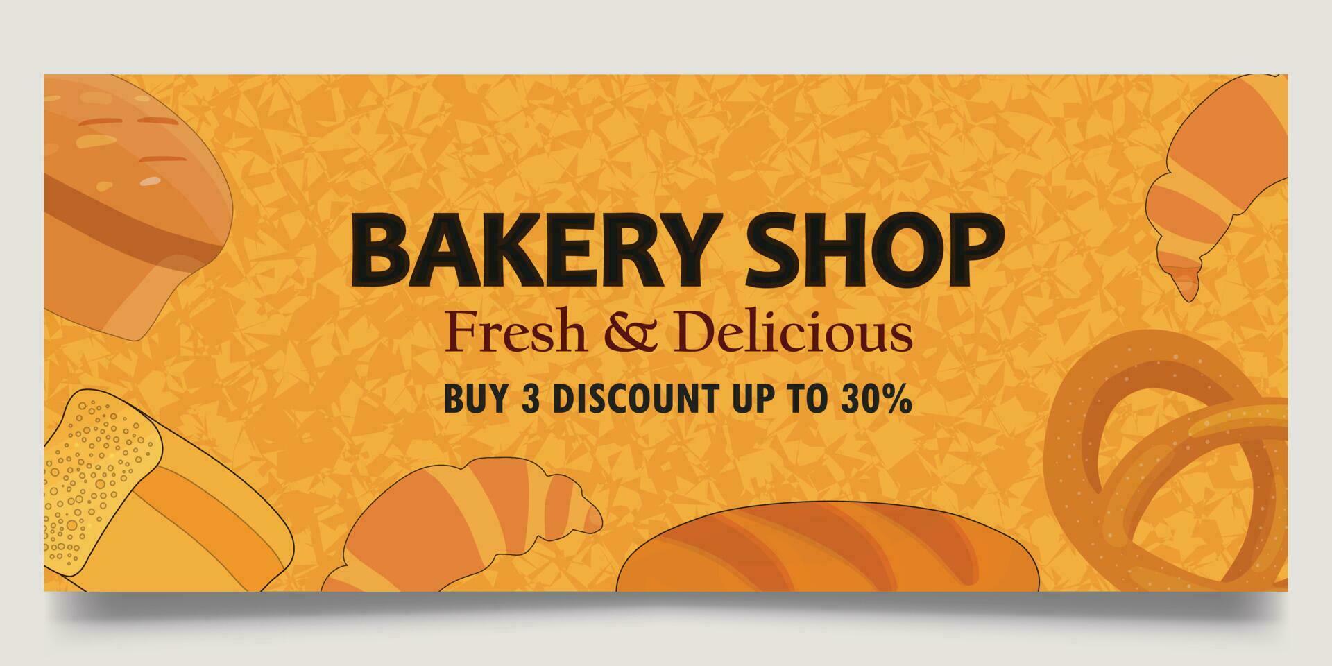 Bakery shop web banner template vector