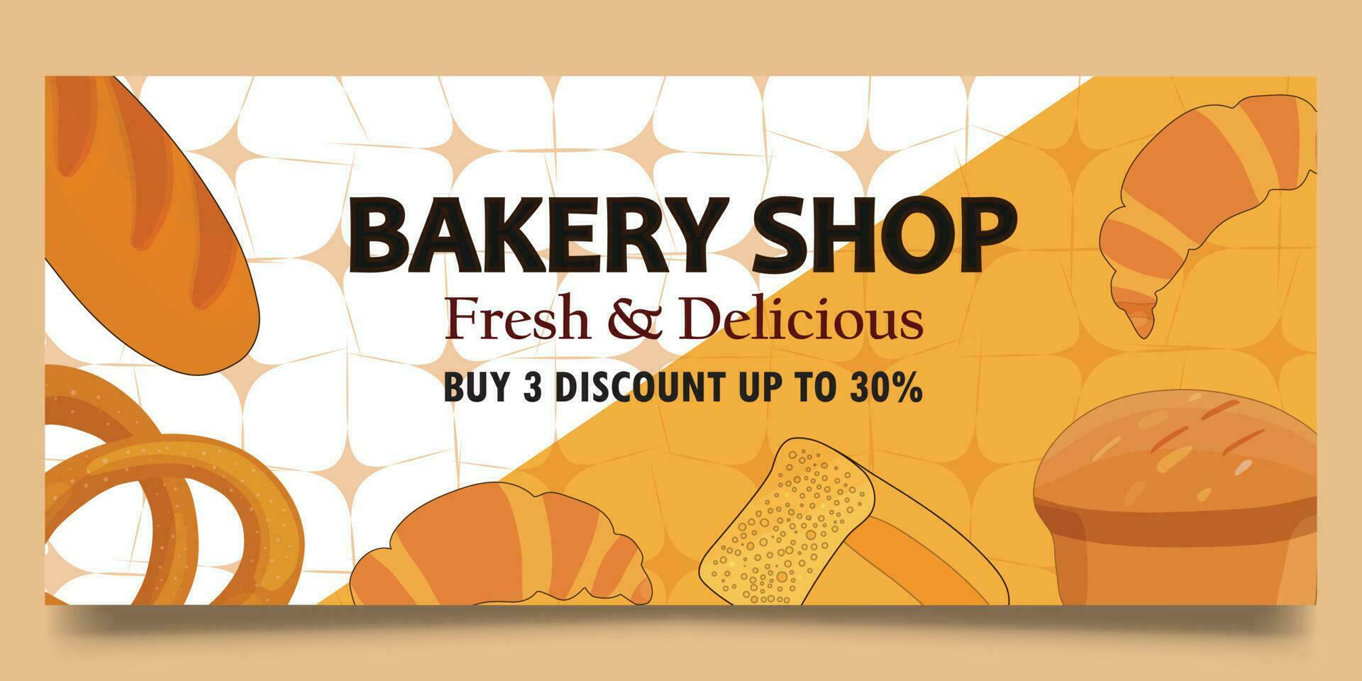 Bakery shop web banner template vector