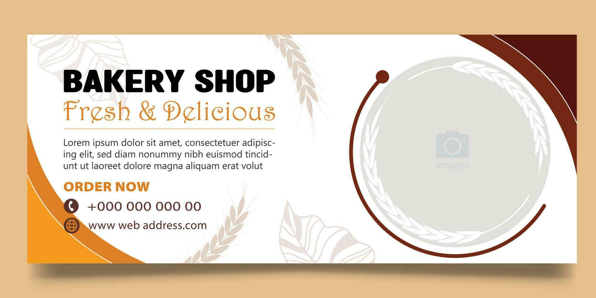 Bakery shop web banner template vector