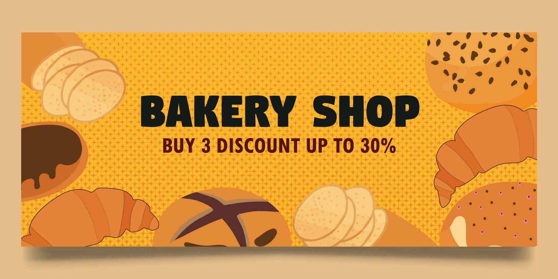 Bakery shop web banner template vector